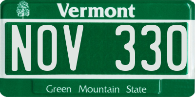 VT license plate NOV330