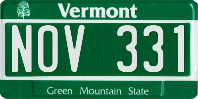 VT license plate NOV331