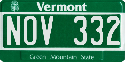 VT license plate NOV332
