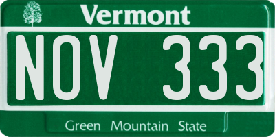 VT license plate NOV333
