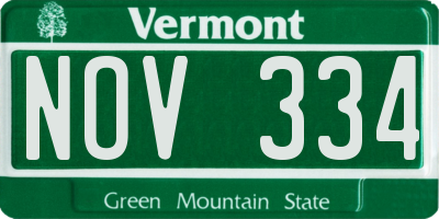 VT license plate NOV334