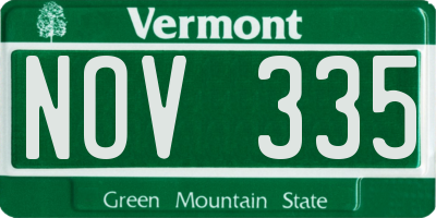 VT license plate NOV335