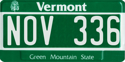 VT license plate NOV336