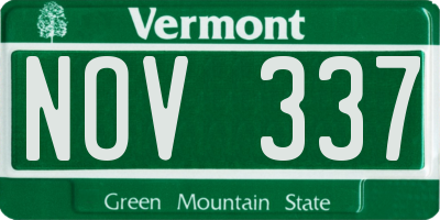 VT license plate NOV337