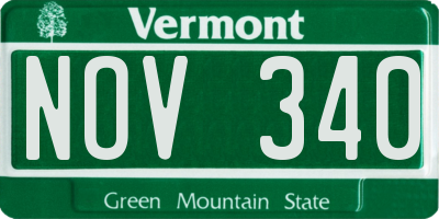 VT license plate NOV340