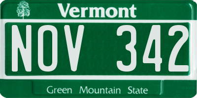 VT license plate NOV342