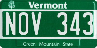 VT license plate NOV343