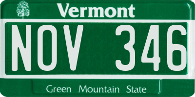 VT license plate NOV346