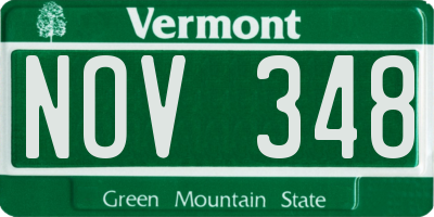VT license plate NOV348