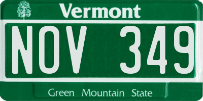 VT license plate NOV349