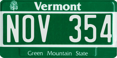 VT license plate NOV354