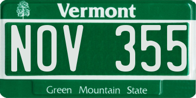 VT license plate NOV355