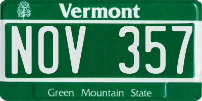 VT license plate NOV357
