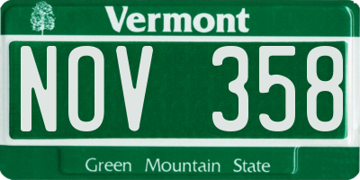 VT license plate NOV358