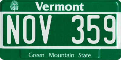 VT license plate NOV359