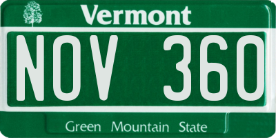 VT license plate NOV360