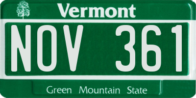VT license plate NOV361