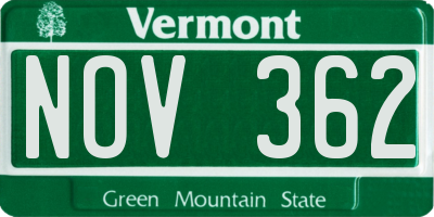 VT license plate NOV362
