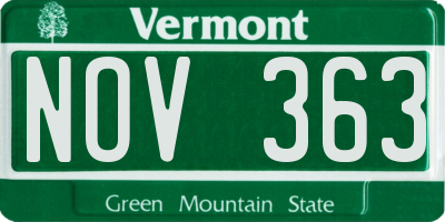 VT license plate NOV363
