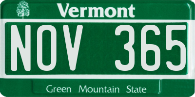 VT license plate NOV365