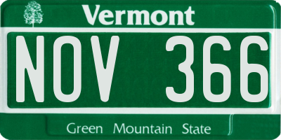 VT license plate NOV366