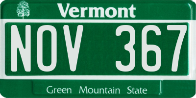 VT license plate NOV367