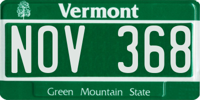 VT license plate NOV368
