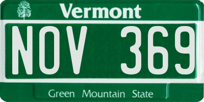 VT license plate NOV369