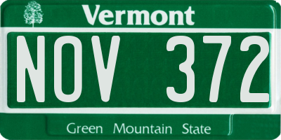 VT license plate NOV372