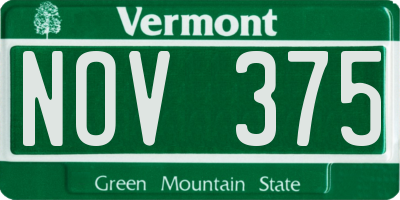 VT license plate NOV375