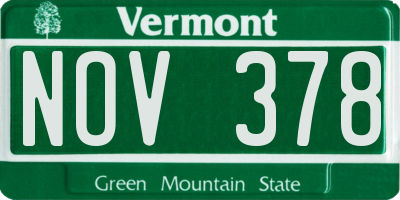 VT license plate NOV378