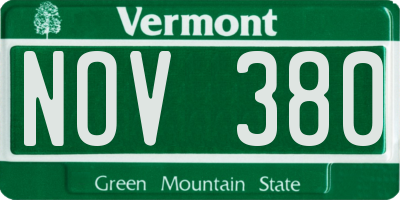 VT license plate NOV380