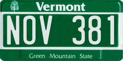 VT license plate NOV381