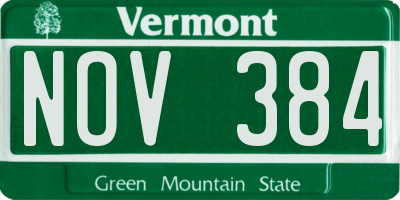 VT license plate NOV384