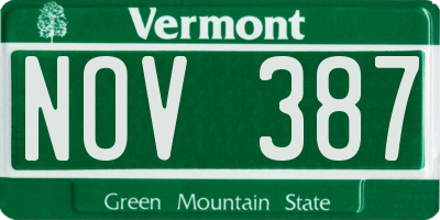 VT license plate NOV387