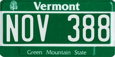 VT license plate NOV388