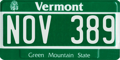 VT license plate NOV389