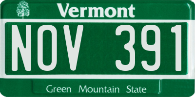 VT license plate NOV391