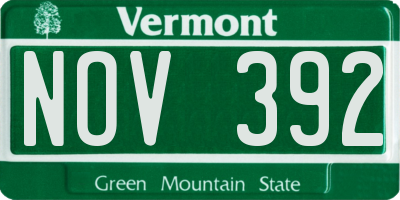 VT license plate NOV392