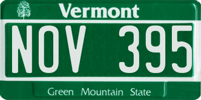 VT license plate NOV395