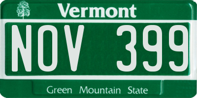 VT license plate NOV399