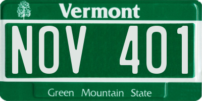 VT license plate NOV401