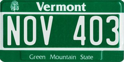 VT license plate NOV403