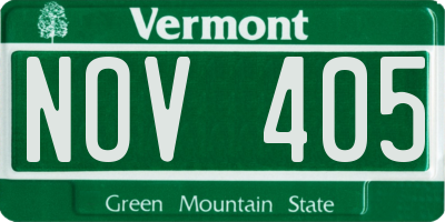 VT license plate NOV405