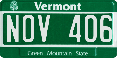 VT license plate NOV406
