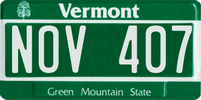 VT license plate NOV407