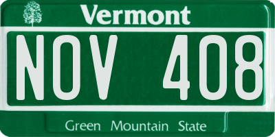 VT license plate NOV408