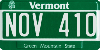 VT license plate NOV410