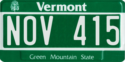 VT license plate NOV415
