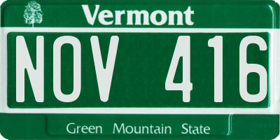 VT license plate NOV416
